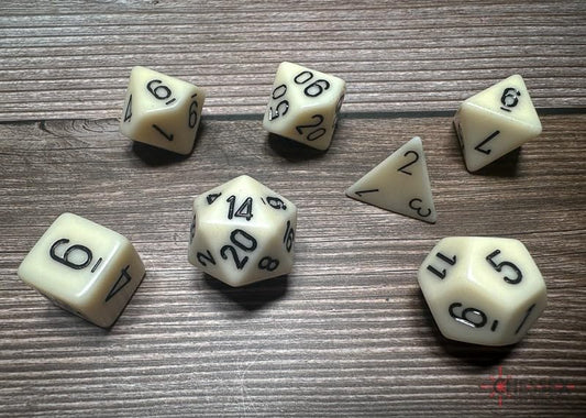 Chessex multicolor dice faces detail showing contrast and readability.