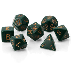 Chessex dusty green copper dice ideal for reliable tabletop rolls.