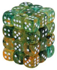 Chessex Nebula 12mm d6 dice block in green with glow-in-the-dark flecks for RPG use