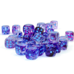 Chessex Nebula dice block with display case for organized game night storage.