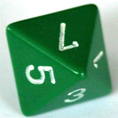 Chessex complete set includes one d20, one d12, two d10s, d8, d6, and d4.