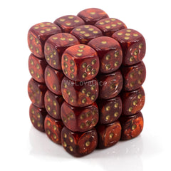 Chessex Scarab Scarlet with Gold 12mm d6 case protects dice during gameplay