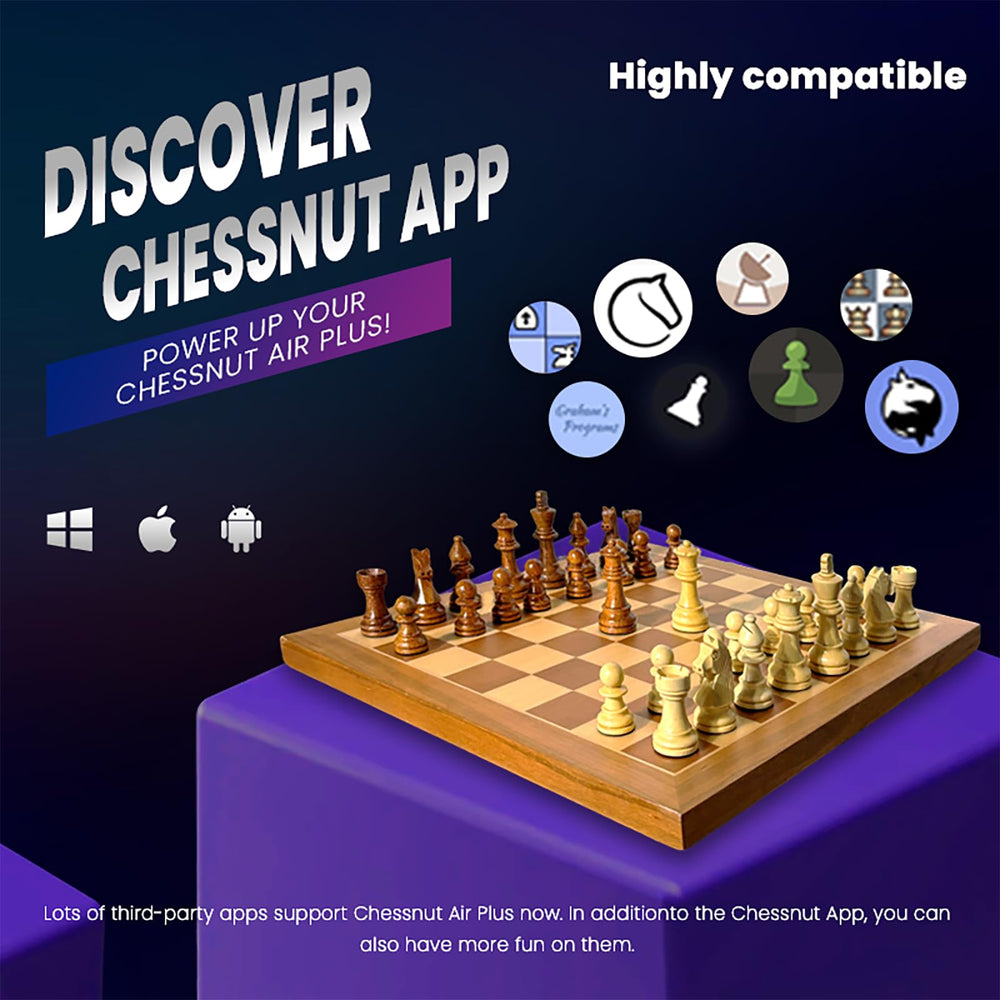 Chessnut Air+ premium wooden board with embedded LEDs for enhanced visibility