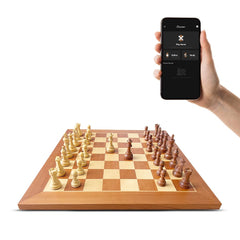 Chessnut Pro AI board 55cm on a wooden table for tournament-style play