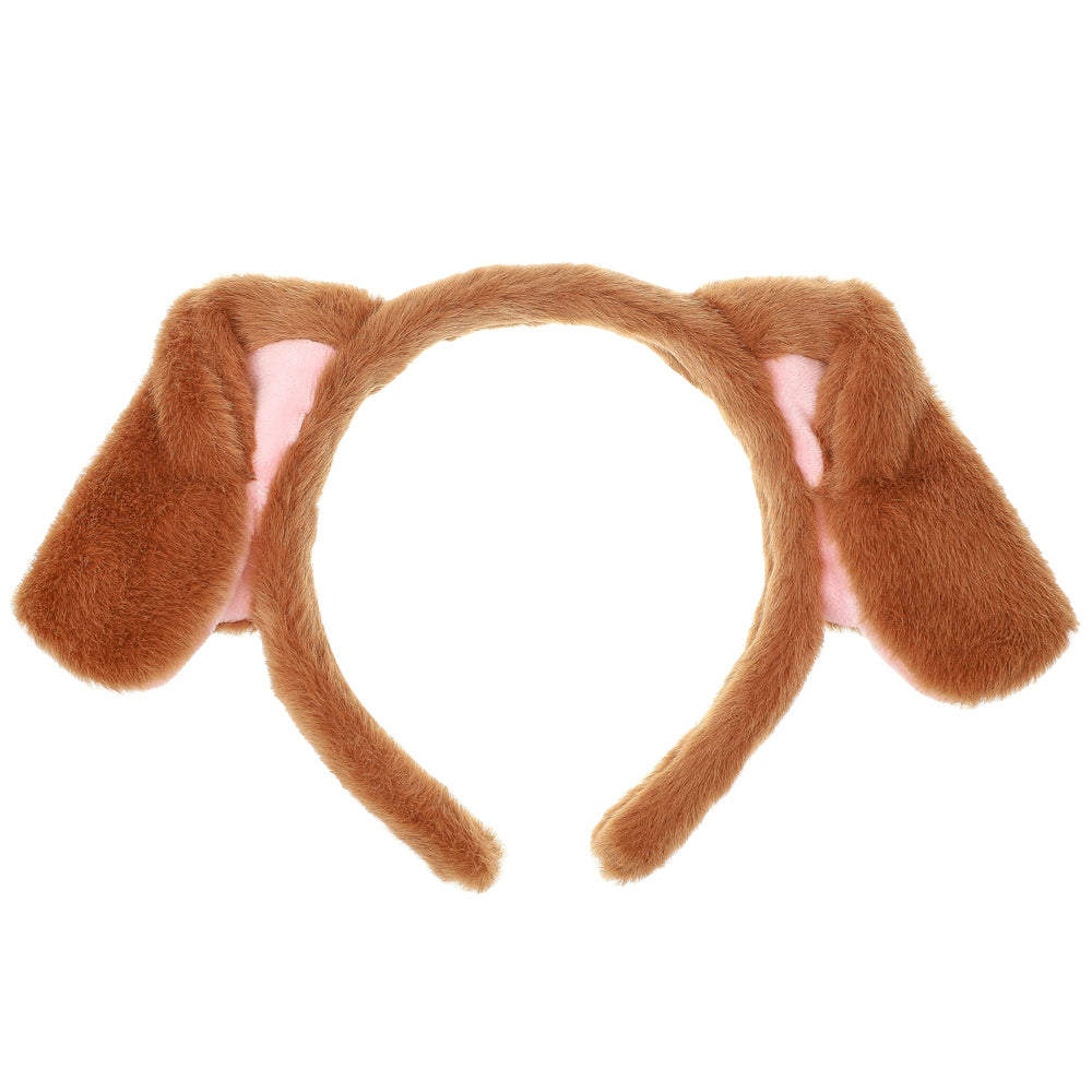 CHEU brown dog ears headband fabric closeup shows soft material for comfy wear