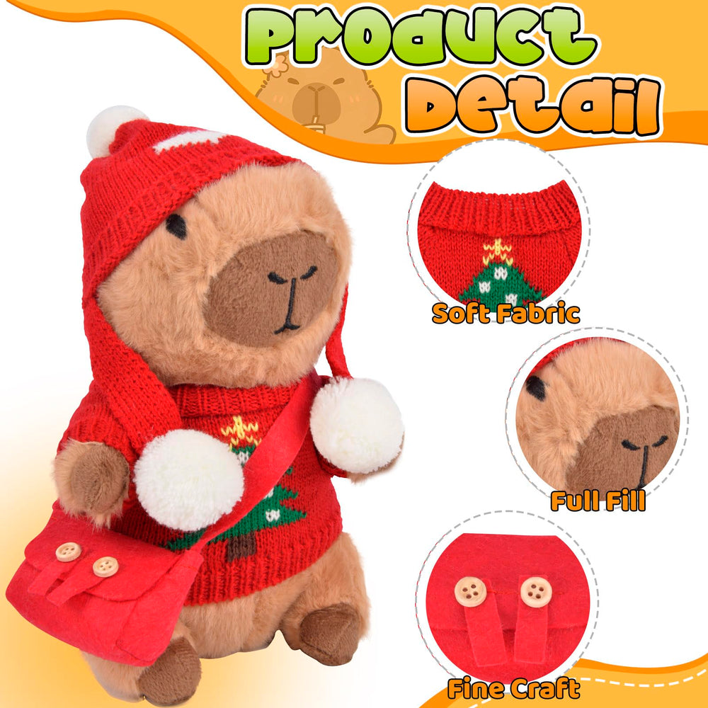 ChezMax capybara plush in Christmas sweater for cozy holiday scenes