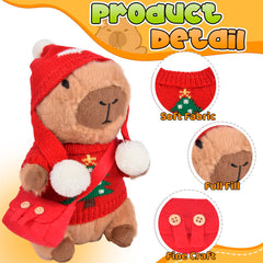 ChezMax capybara plush in Christmas sweater for cozy holiday scenes