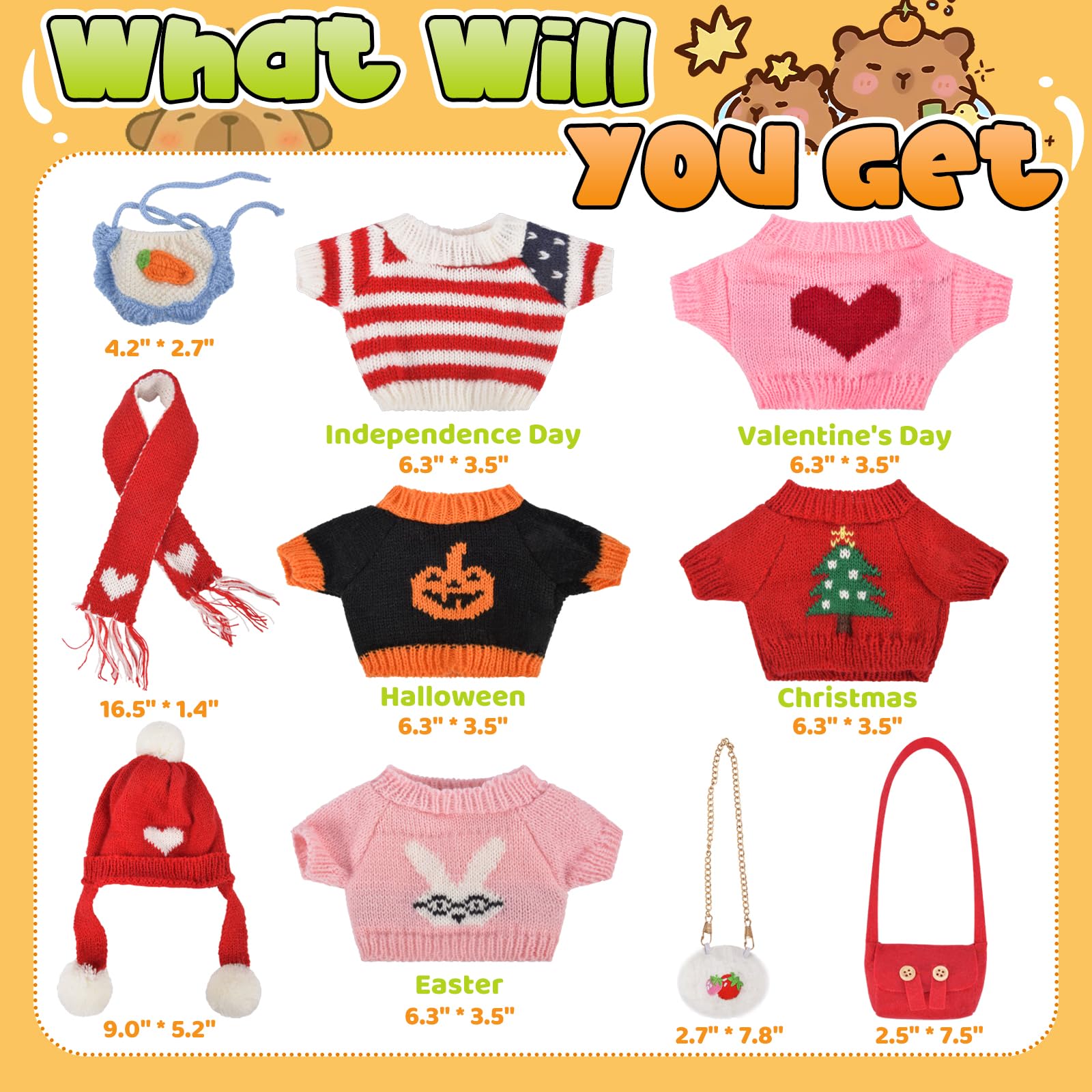 ChezMax capybara plush wearing Independence Day sweater for festive outfits