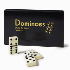 CHH domino double-6 jumbo tiles spread on table for easy visibility during play.