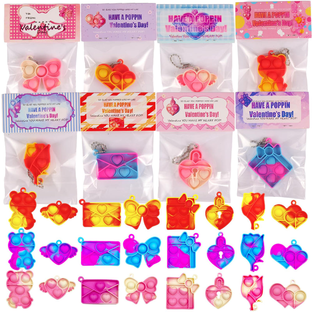 CHHOEAV Valentine heart-design pop keychain for classroom exchanges
