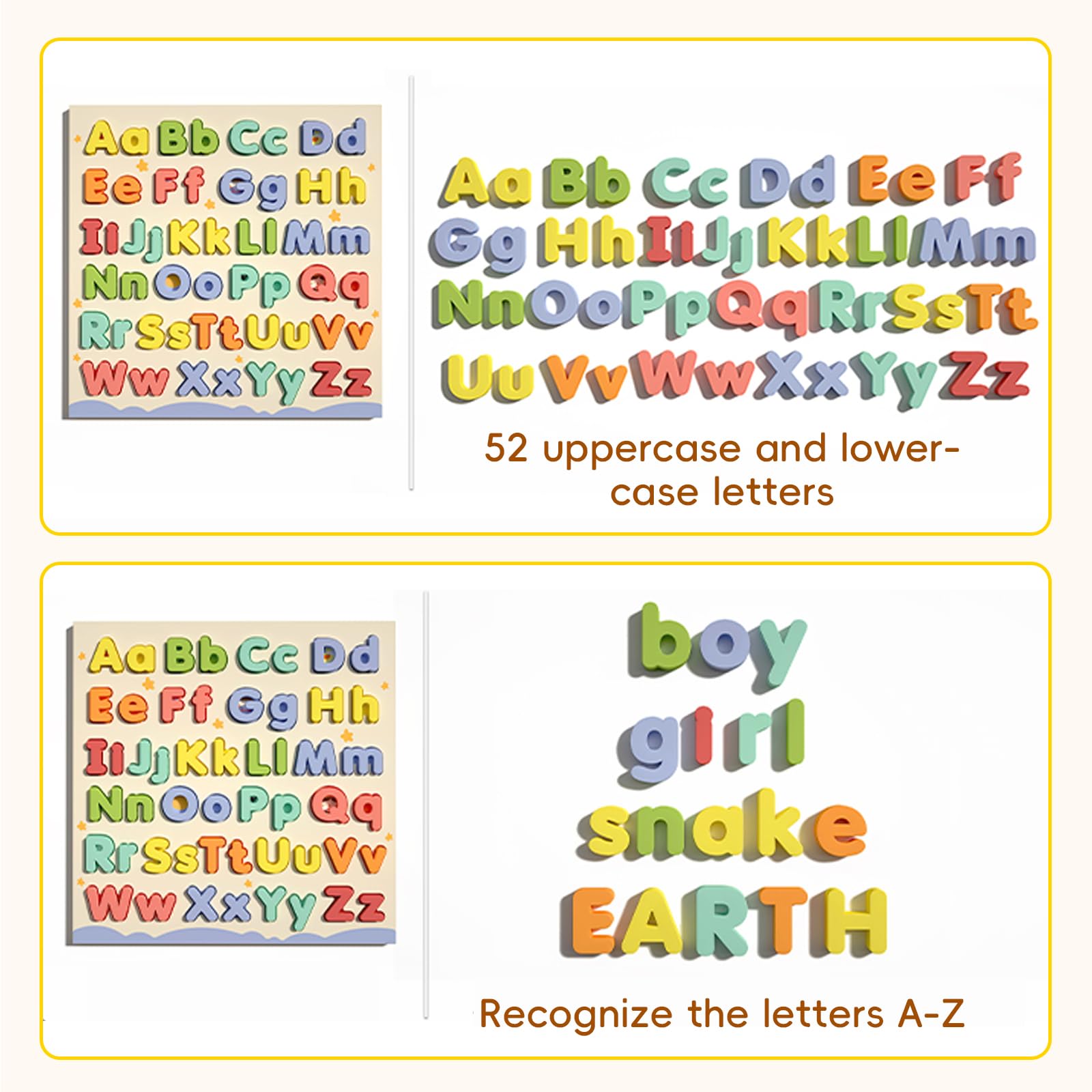 CHHQLZS wooden alphabet puzzle supports screen-free, quiet learning moments.