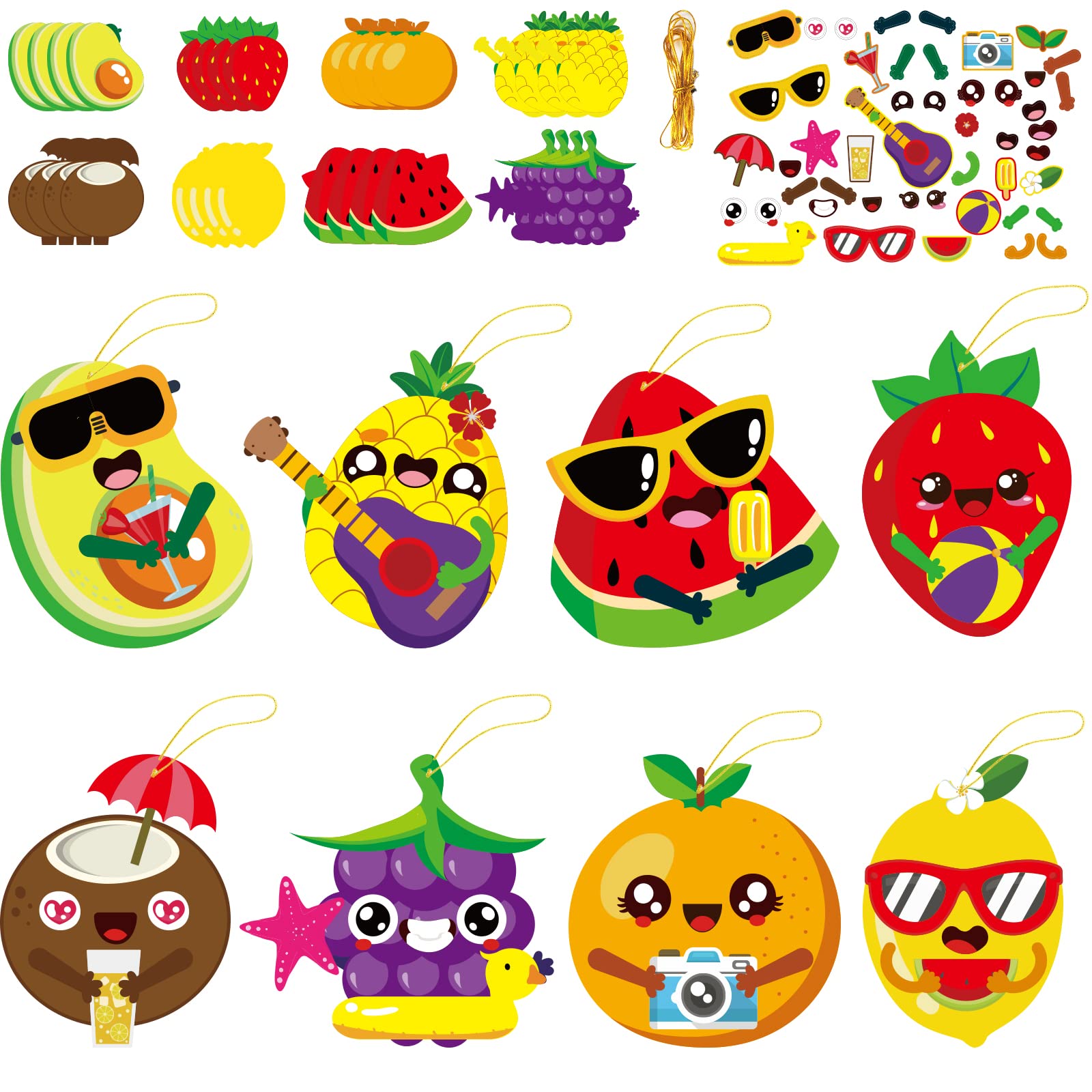 Chiazllta summer fruit craft kits body cards for kids' imaginative play.