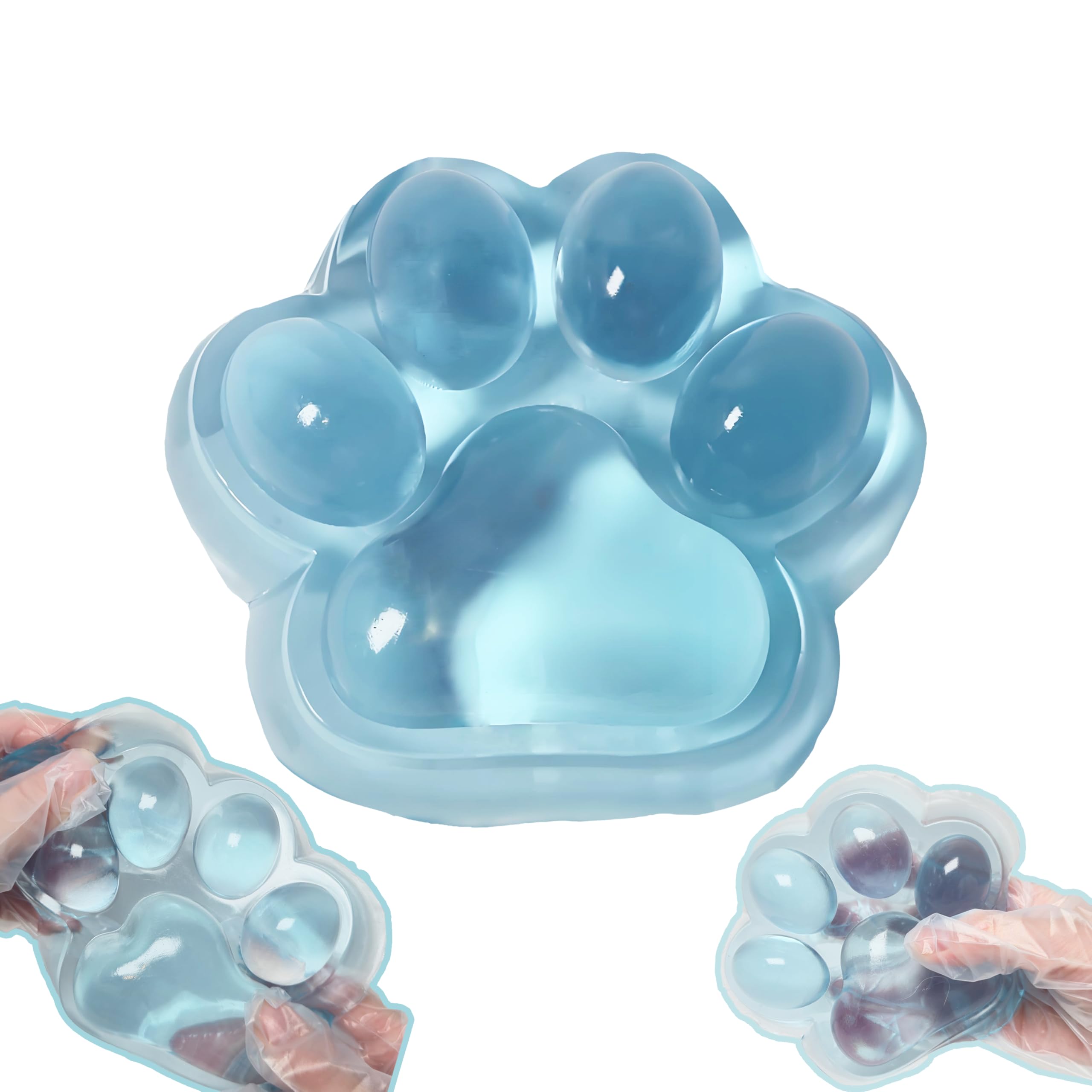 Chicooan large cat paw squishy blue, a 5-inch tactile toy for stress relief.
