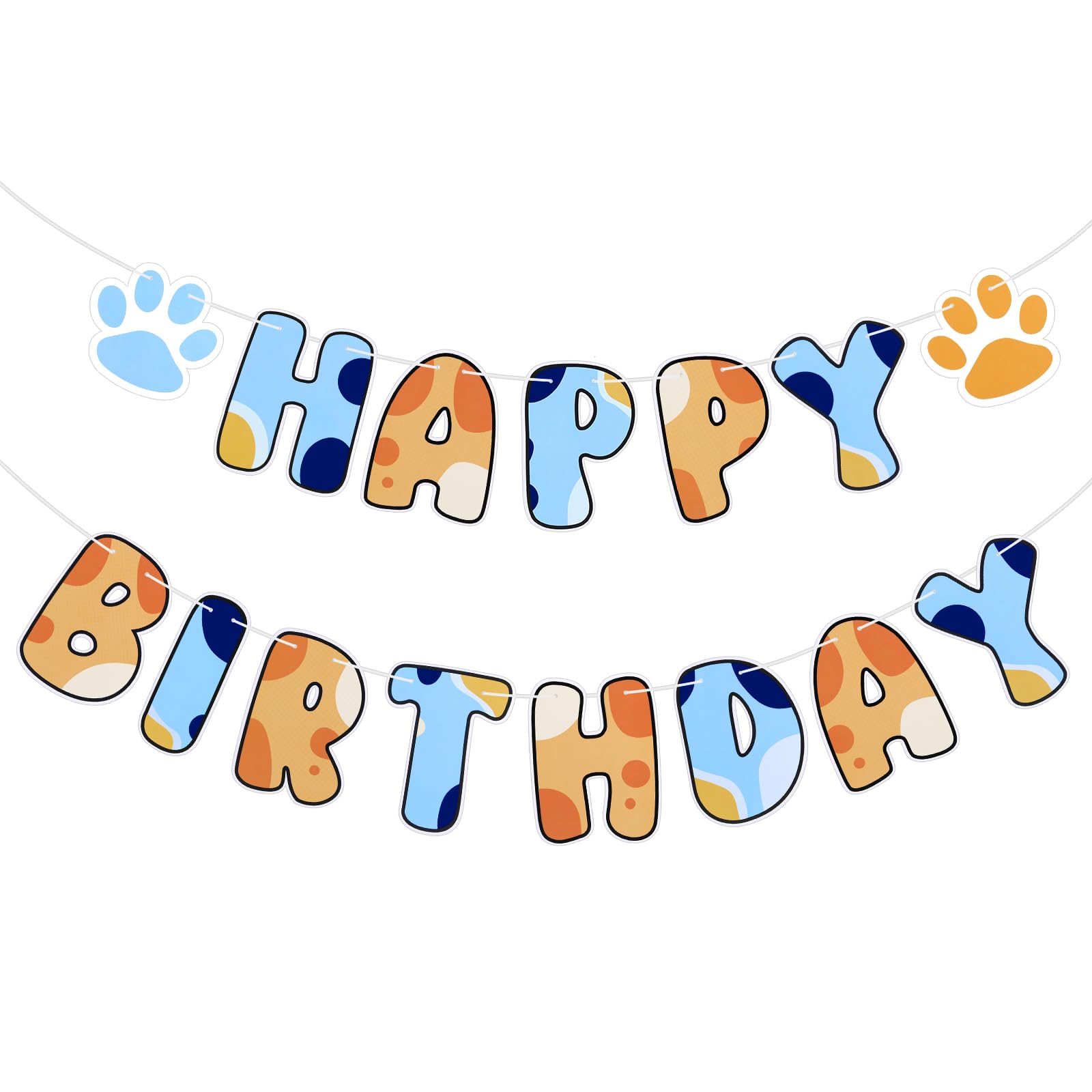Chiisong blue dog banner with happy birthday letters for bright party decor