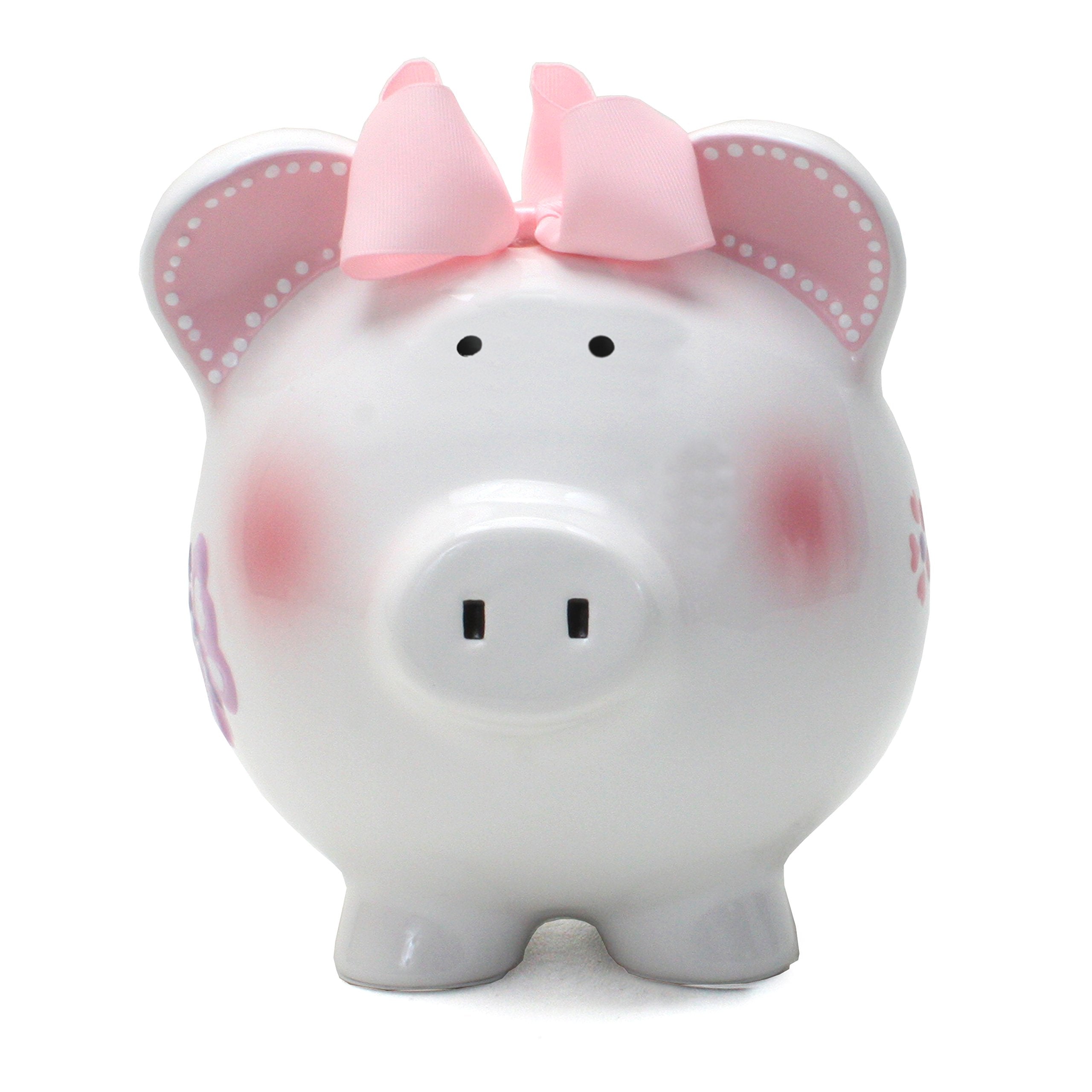 Child to Cherish butterfly piggy bank top view showing wide 1.5 inch coin slot
