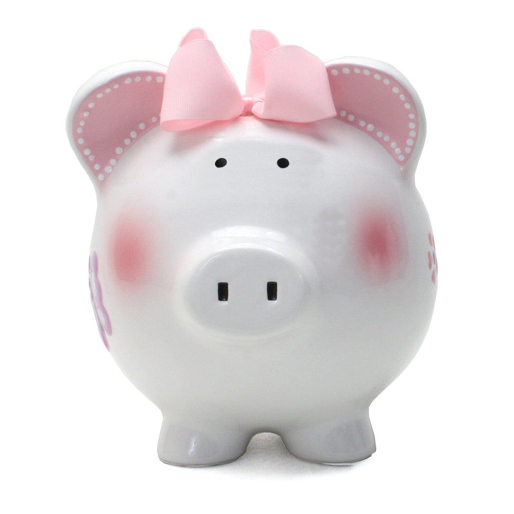Child to Cherish butterfly piggy bank top view showing wide 1.5 inch coin slot