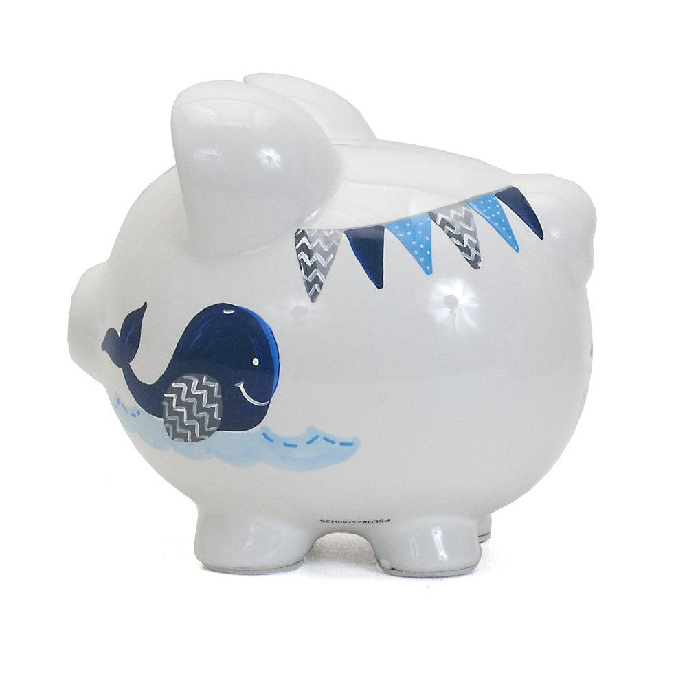 Top slot view of Child to Cherish Piggy Bank showing 1.5 inch coin slot