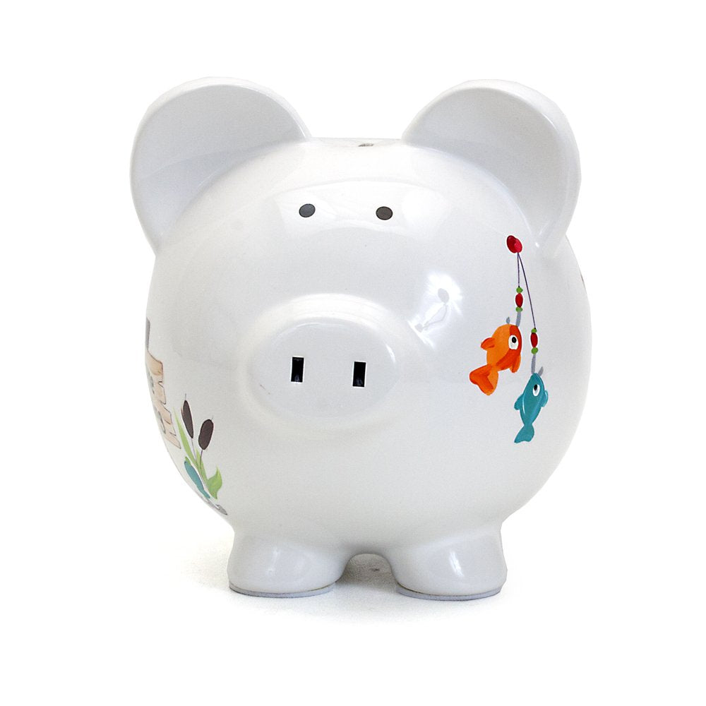 Child to Cherish Gone Fishing glazed ceramic dolomite with vibrant glaze and durable look