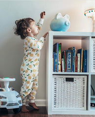 Child to Cherish Ombre Ceramic Piggy Bank Blue side view showing elegant glaze for bedside use