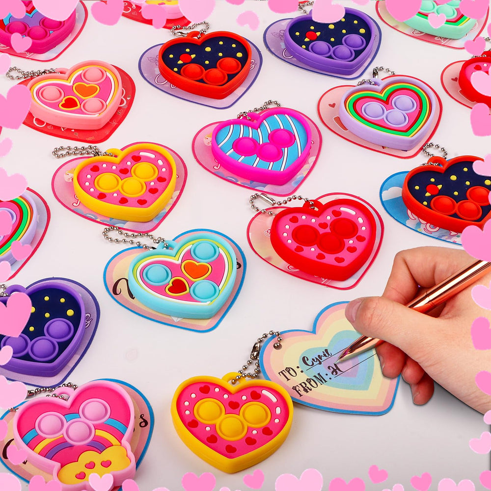 ChildFun heart-shaped pop fidget toy close-up in soft silicone, durable for repeated play