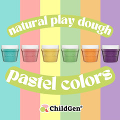 ChildGen long-lasting dough formula visible in jar resists drying for extended sessions.