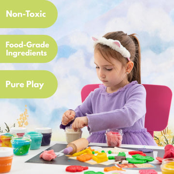 Fun educational play dough scene shows sensory-rich learning without screens.