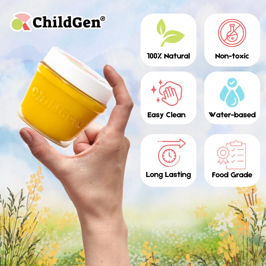 ChildGen pastel dough cans showcase vibrant colors and color-mixing possibilities.