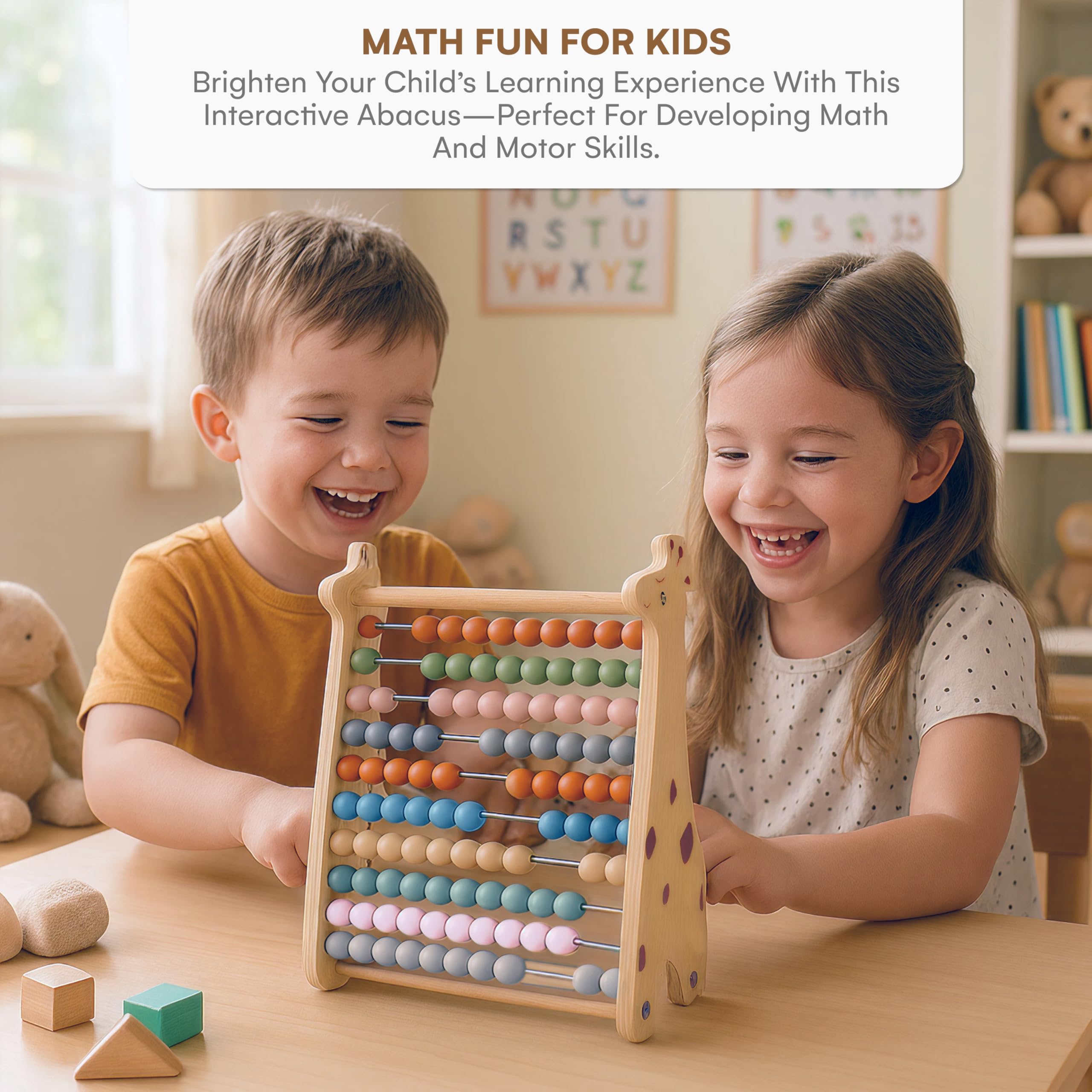 Childlike Behavior abacus for toddlers counting colorful wooden beads in a rack