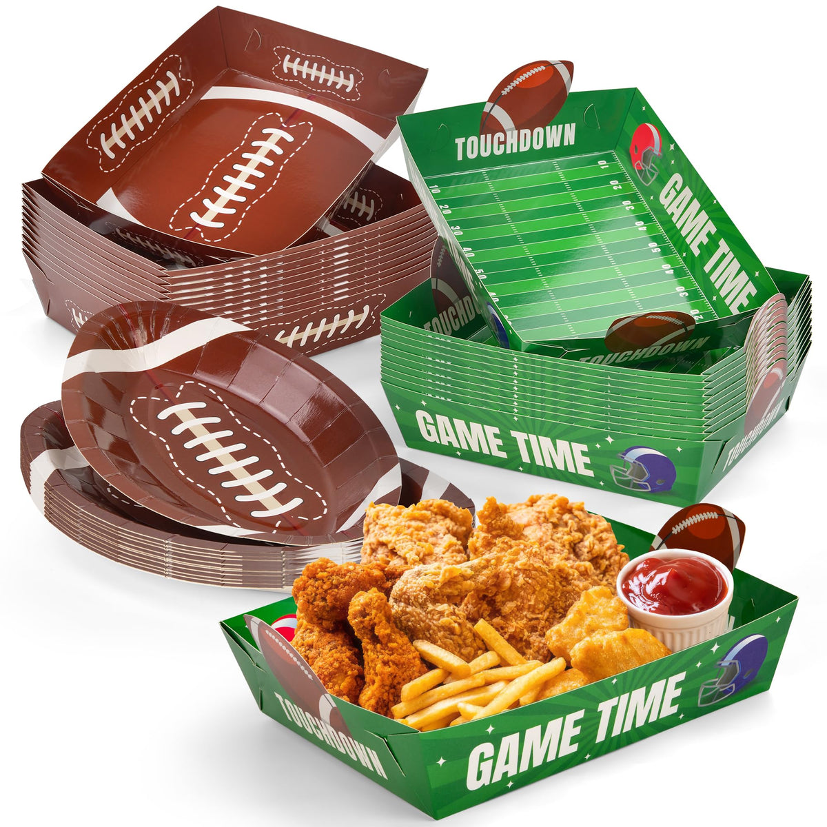 Childom football plates green pattern for vibrant, festive table setting.