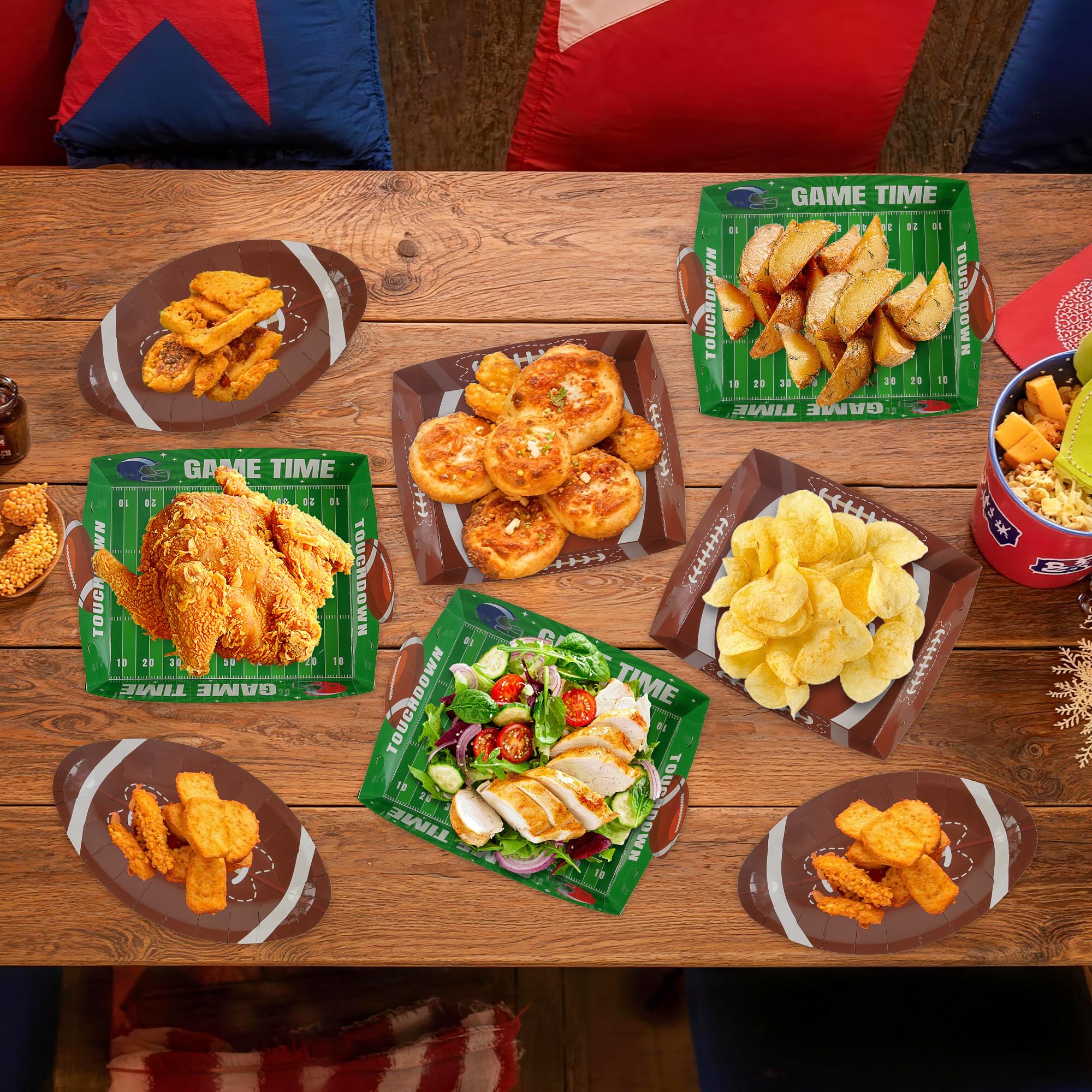 Childom oval brown plates offer easy serving and cleanup.