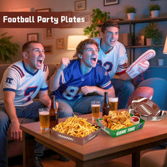 Childom rectangular green plates ideal for casual game-night meals.