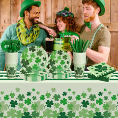 Childom green tablecloth enhances St Patrick's Day tables with color and protection