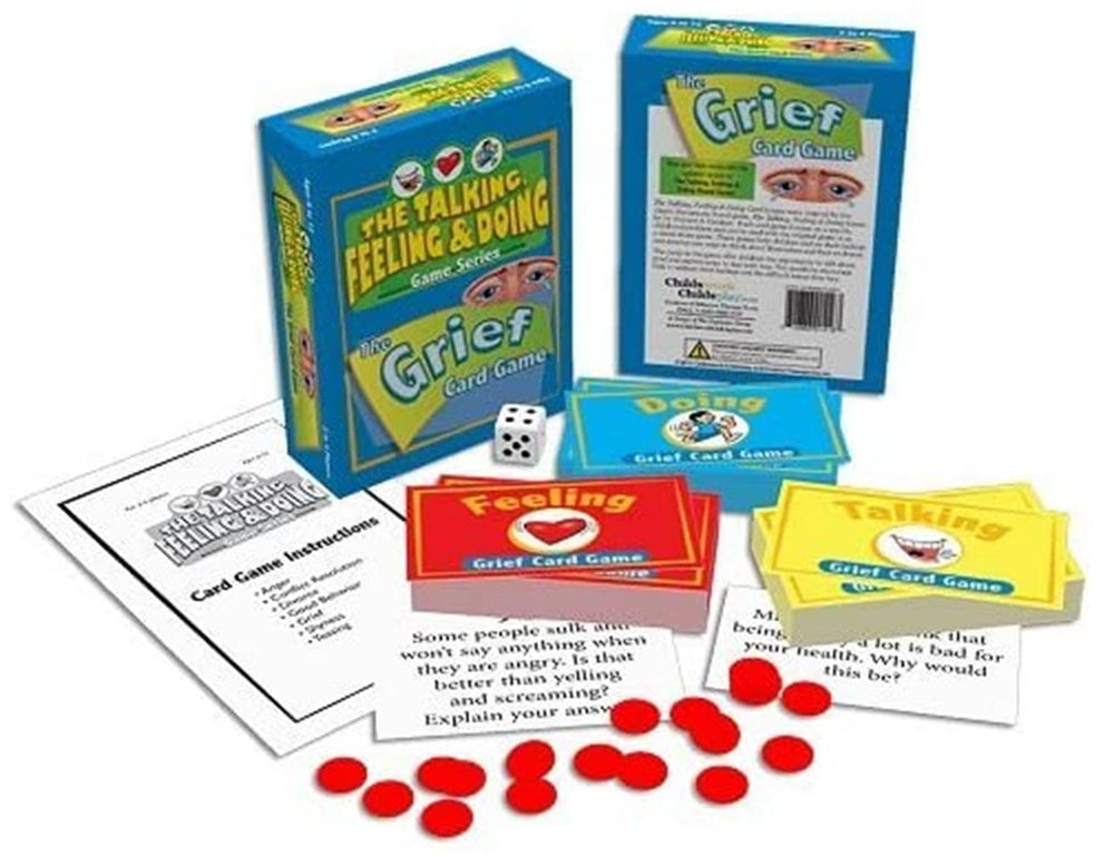 Childswork The Talking Feeling Doing Grief Card Game cover invites supportive conversations.