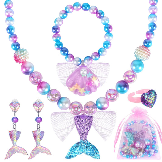 Chillife mermaid jewelry necklace with bells enhances imaginative dress-up play