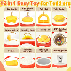 Chilvil Busy Cube rotating gears capture curiosity and fine motor skills during playtime