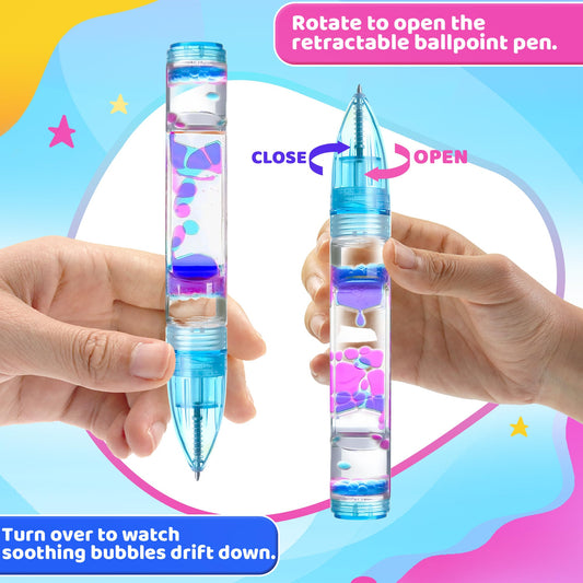 Chilvil liquid pen colorful liquid swirl enhances attention during tasks.