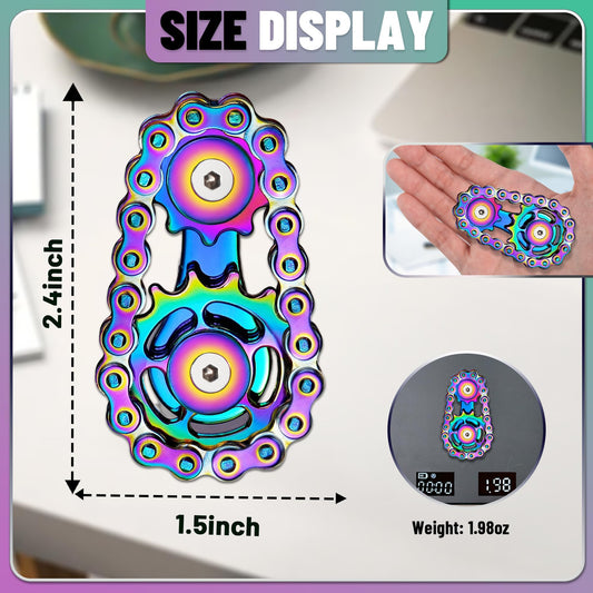 Chilvil Rainbow+Blue metal fidget spinner pocket-size design for on-the-go focus.
