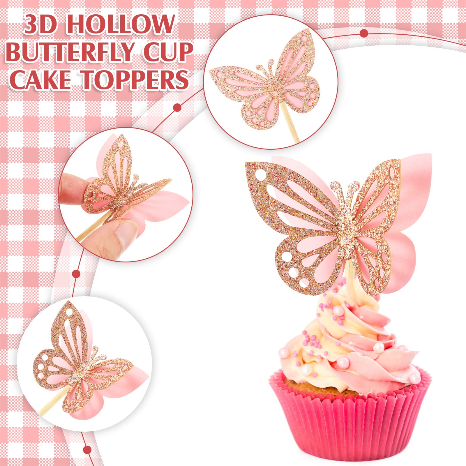 Chinco butterfly cupcake toppers ideal for baby showers and delicate party decor.