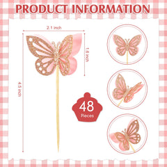 Chinco glitter pink butterfly cupcake toppers brighten treats with festive shine.