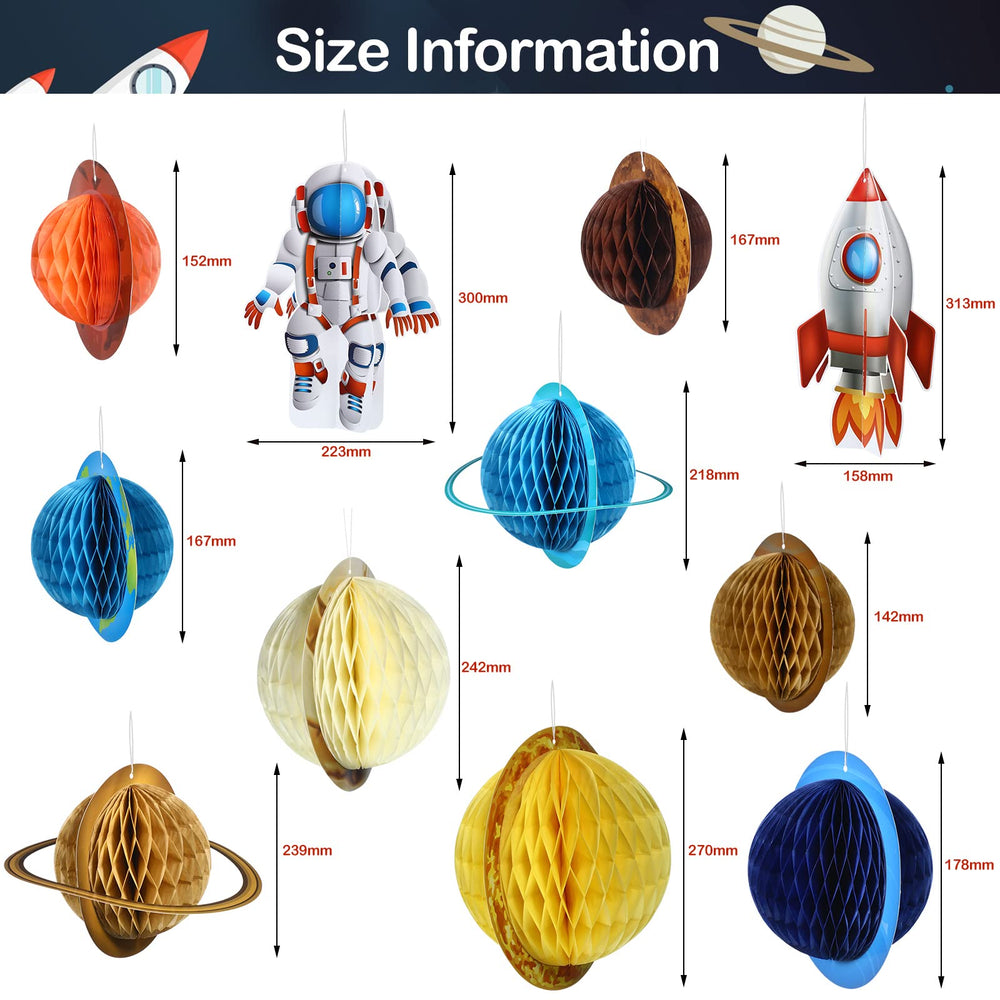 Chinco mercury honeycomb hanging decor adds a playful planet accent for a kids party.