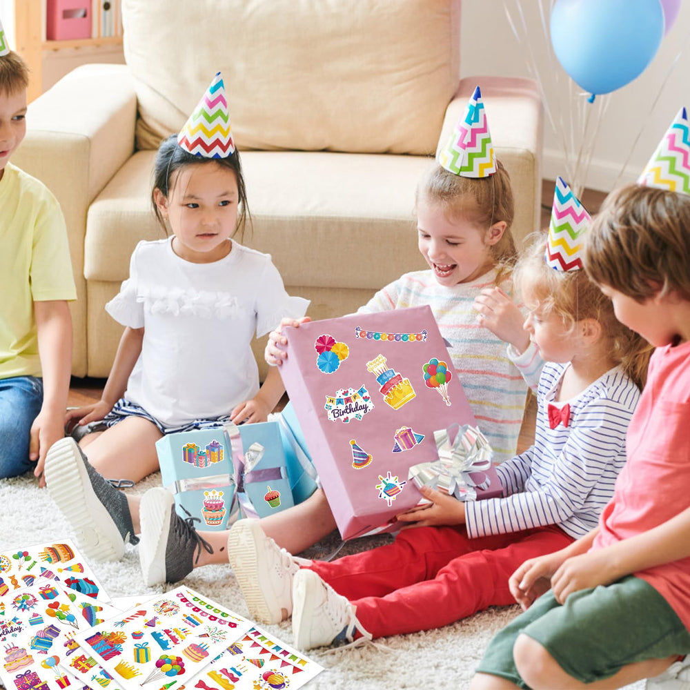 Chinyuti birthday stickers with balloons for party favors and decorations.