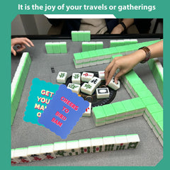 Chiplesier Mahjong shuffler blue with printed quotes adds playful table charm.