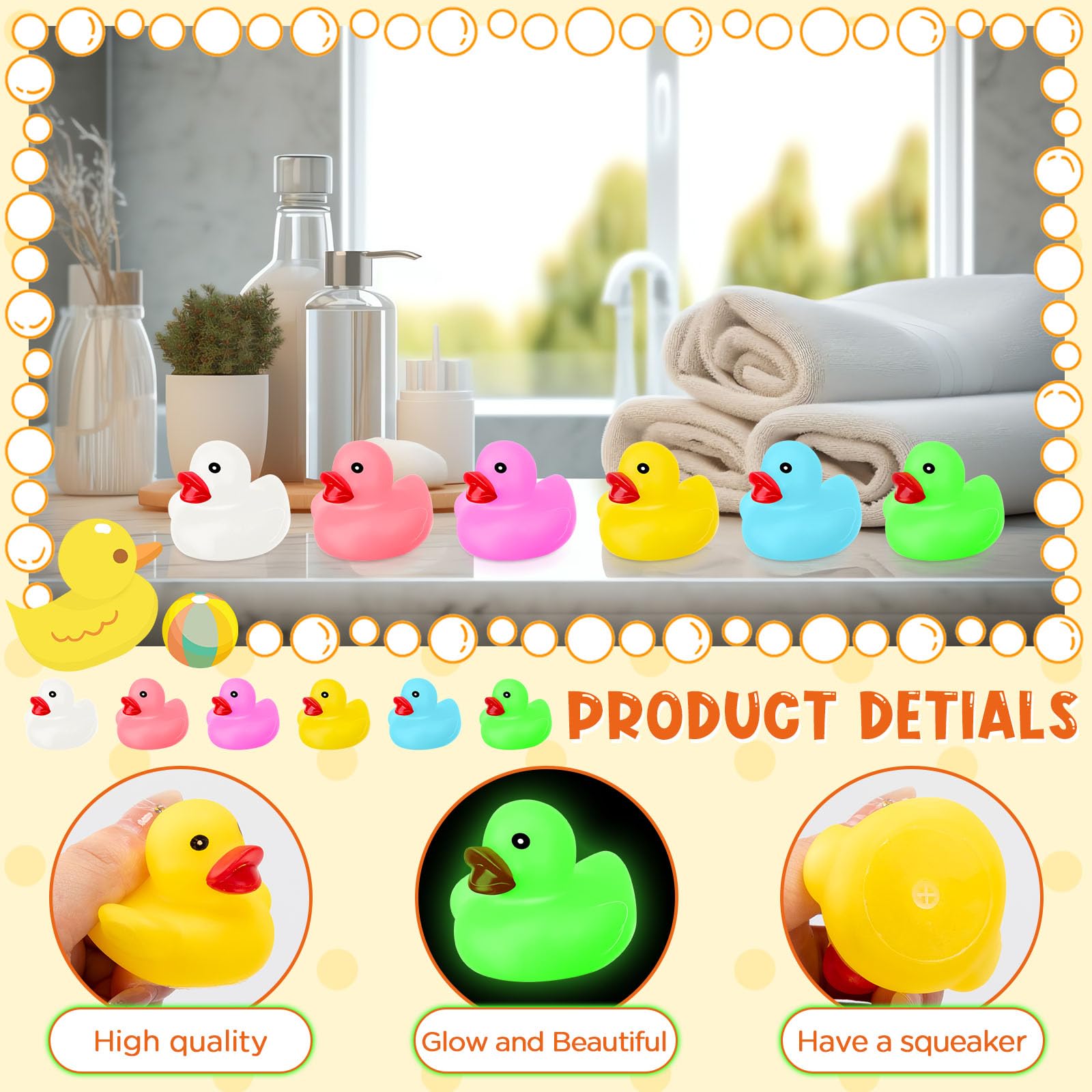 Chitidr ducks floating on water in bath for playful time