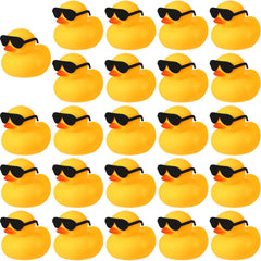 Chivao 24 mini rubber ducks with sunglasses for engaging bath time fun at home.