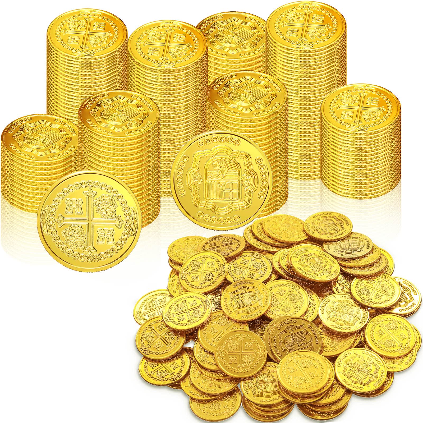 Chivao 300 Pcs Gold Coins for treasure decor and party fun