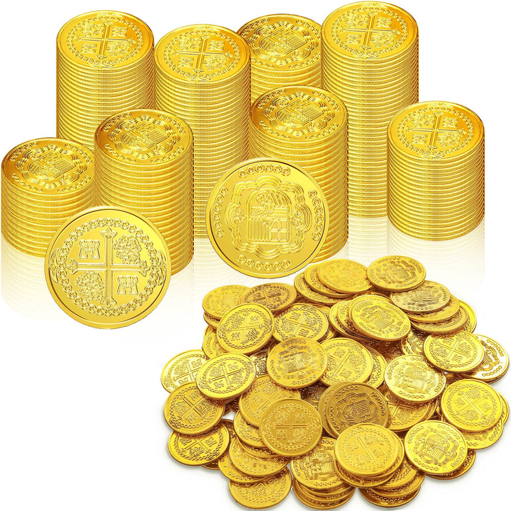Chivao 300 Pcs Gold Coins for treasure decor and party fun