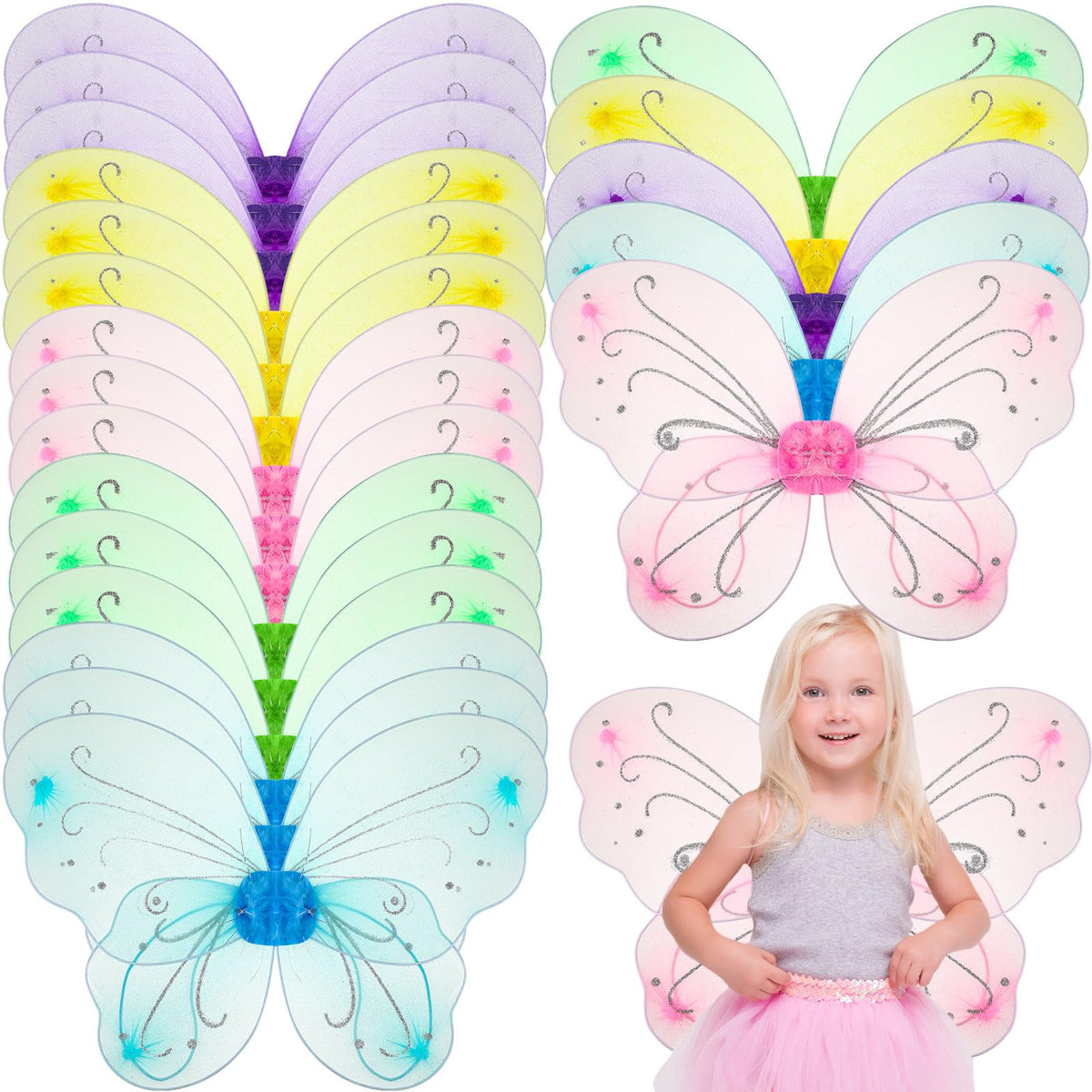 Chivao fairy wings pack of 20 multicolor for shared dress-up fun.