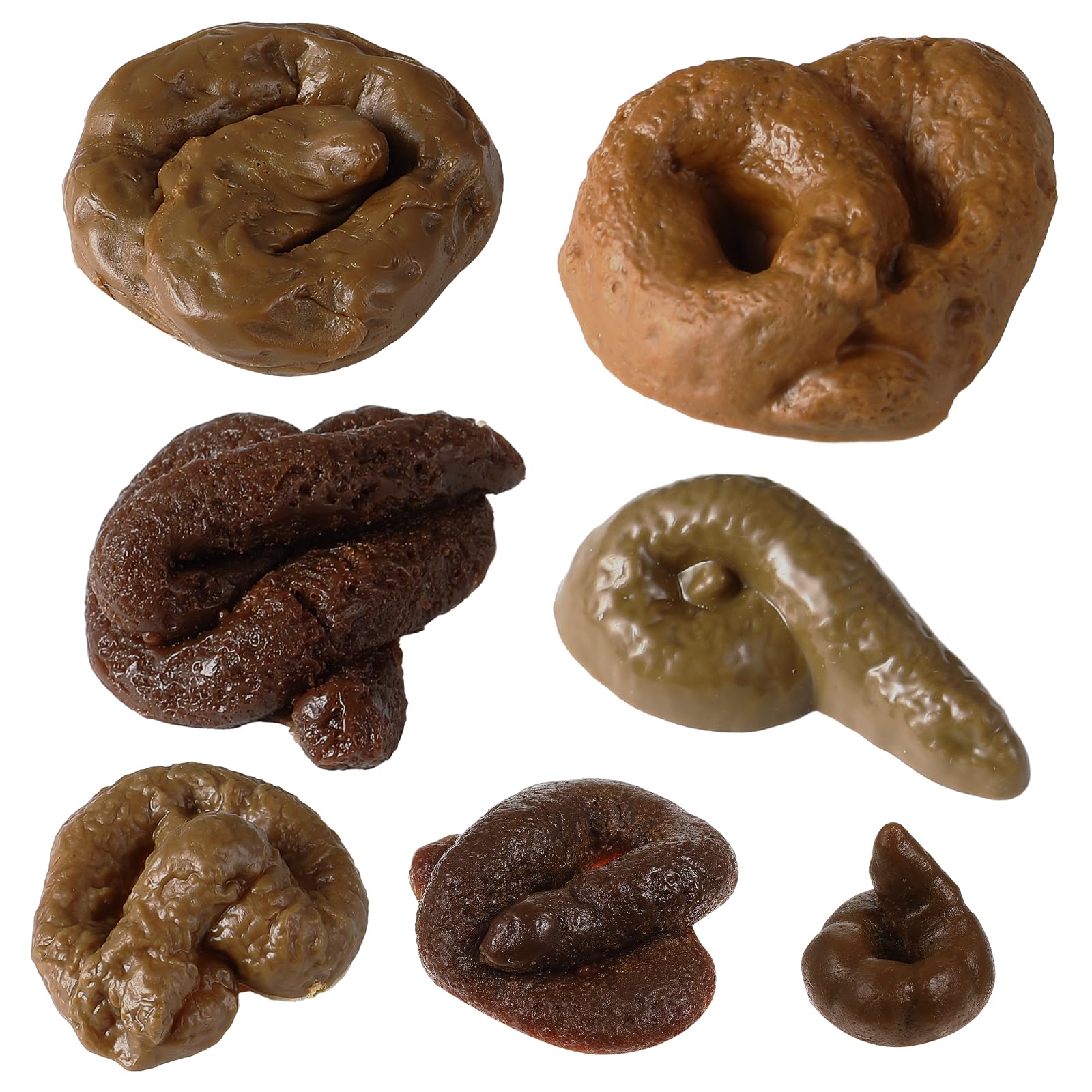 Chivao seven-piece fake poo pack with realistic coloring for playful pranks.