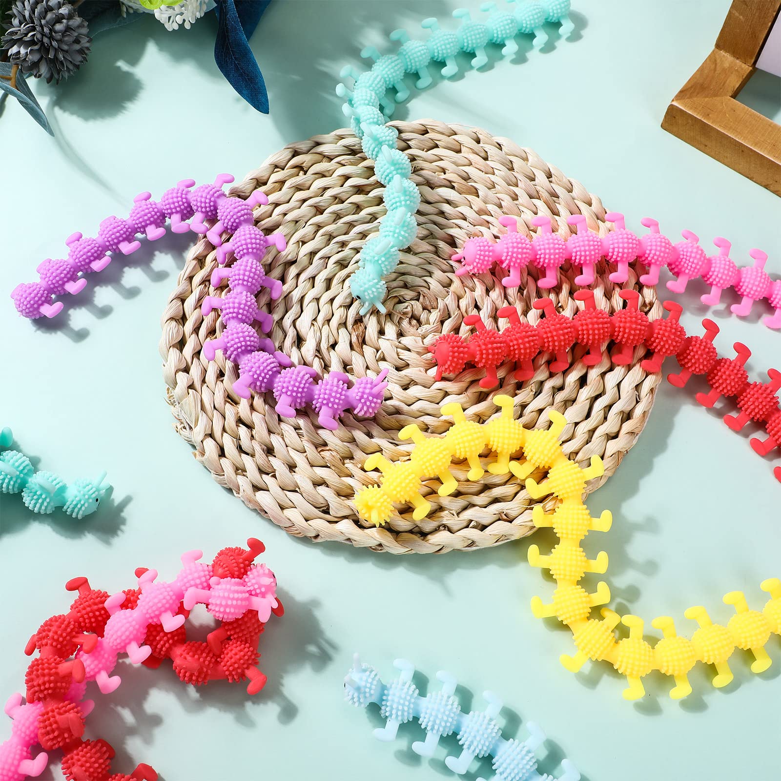 Chivao worm fidget toy used as a party favor with bright colors.