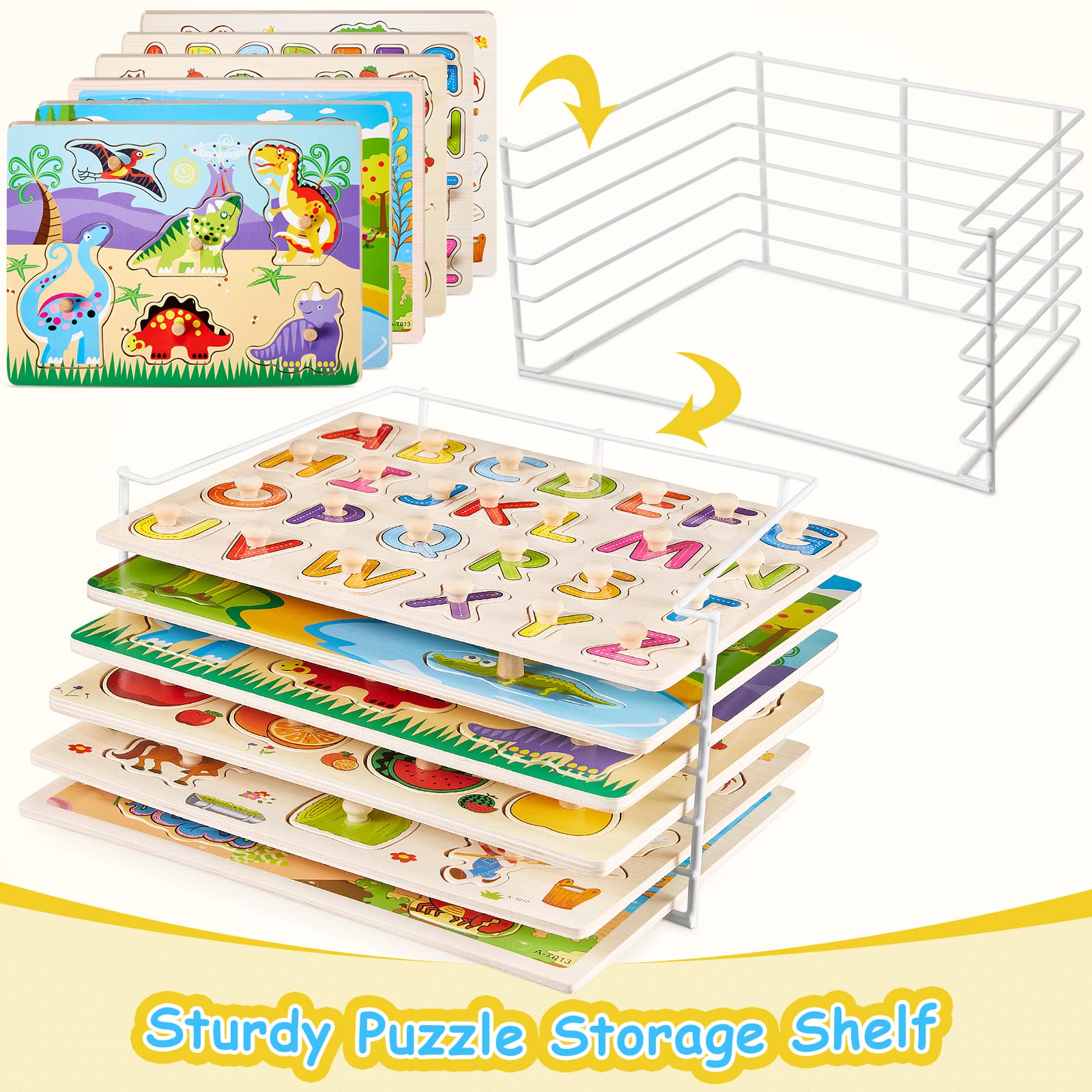 Chivao puzzle storage rack helps organize puzzles and supports tidy play spaces